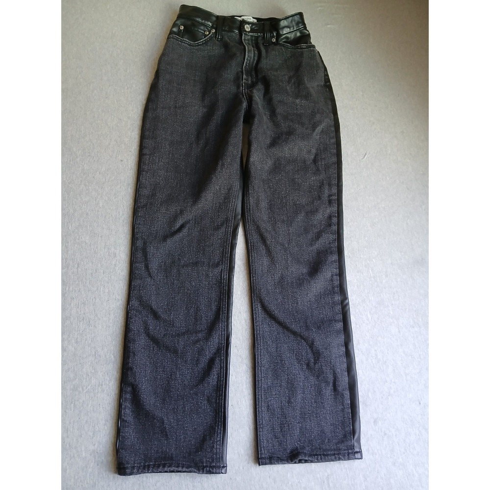 Abercrombie Curve Love Jeans 27 / 4 Ultra High Rise Straight Stretch Faux Leathe